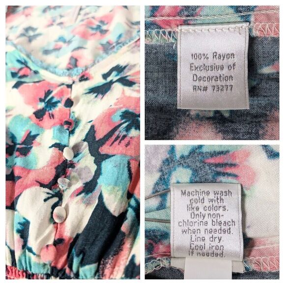 2 Boho Dress Women Medium Multicolor Ditsy Floral Print Smocked Ruffled Coquette - Picture 7 of 15